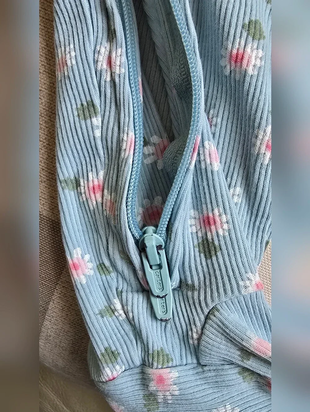 Blue Baby Girl Footed Daisy Pajamas Carter's Floral 6 Months